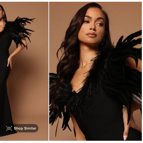 Fashion nova maxi dress with feathers - Picture 6 of 16